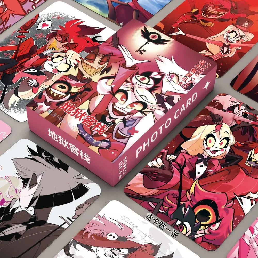 Tarjetas de colección de Anime Hazbin, juguetes clásicos para niños, tarjetas de recuerdo creativas, dibujos animados Kawaii, 56 piezas, 2024