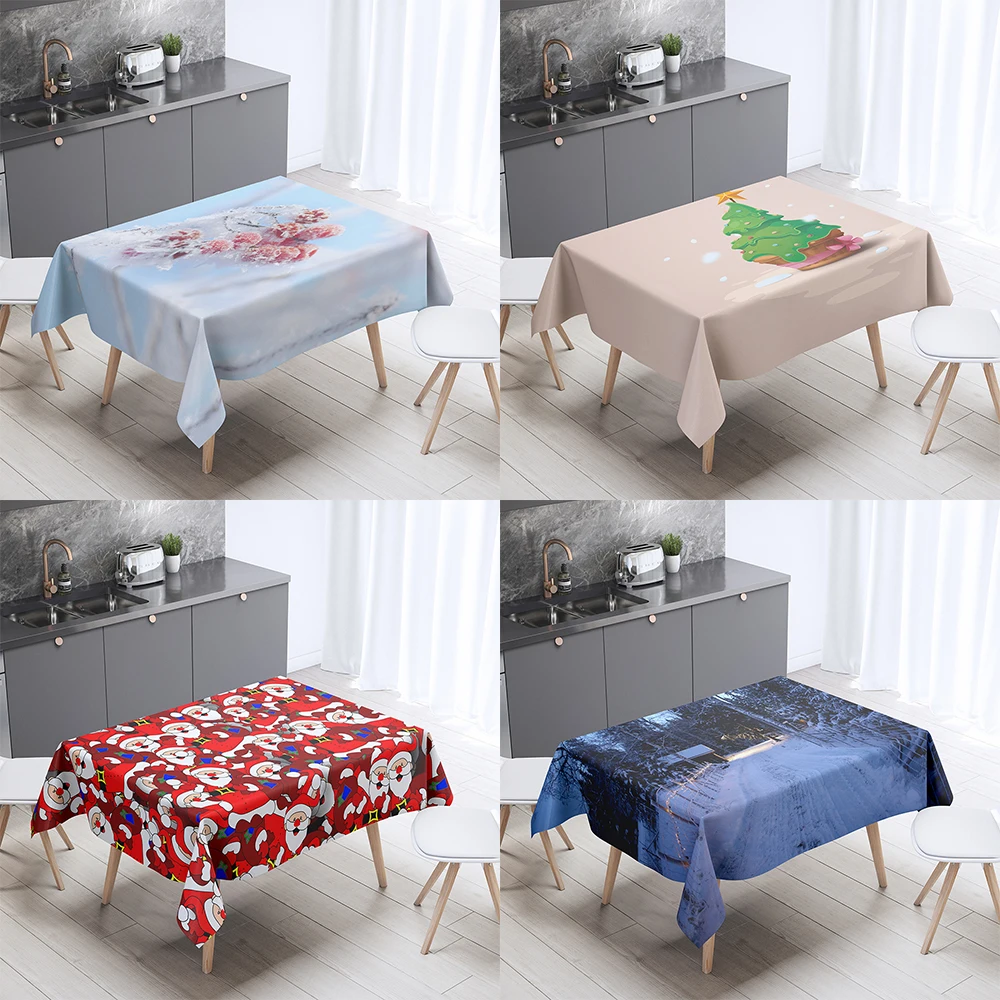 

Christmas themed printed tablecloth for home decoration rectangular gathering anti fouling dust cover