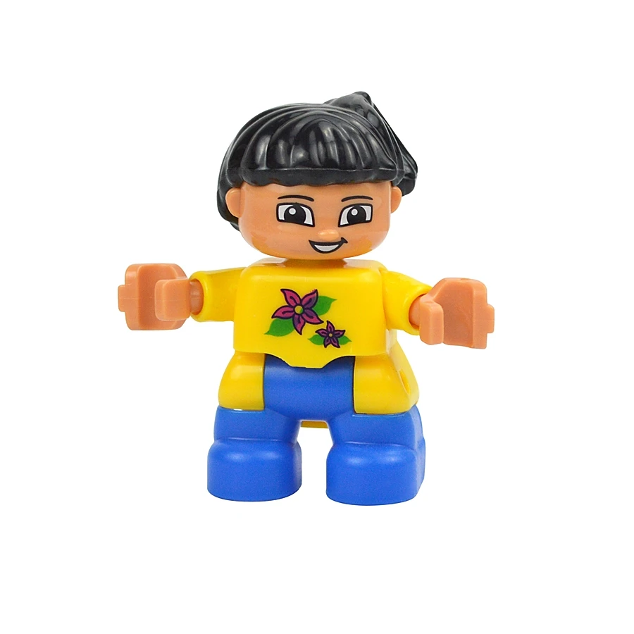 Jumbo Building Block Character Set - Farmer, Pirate, Worker, Doctor & Policeman Figures