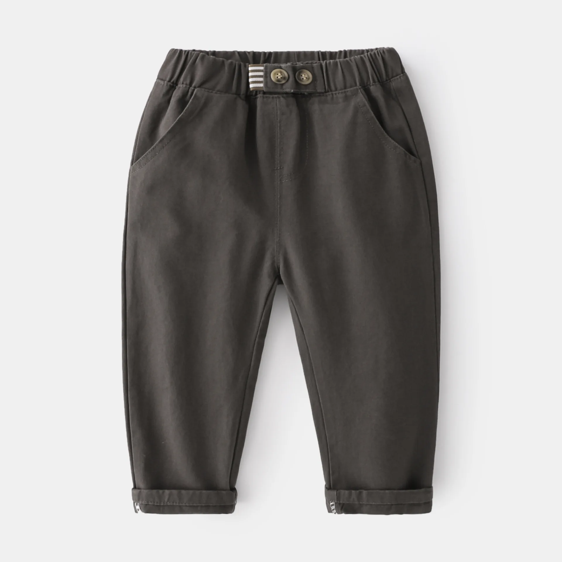 Children Boy Casual Pants Cotton Fashion Button Spring Autumn Child Solid Color Trousers Long Casual Loose Pant Clothes 2-8Y