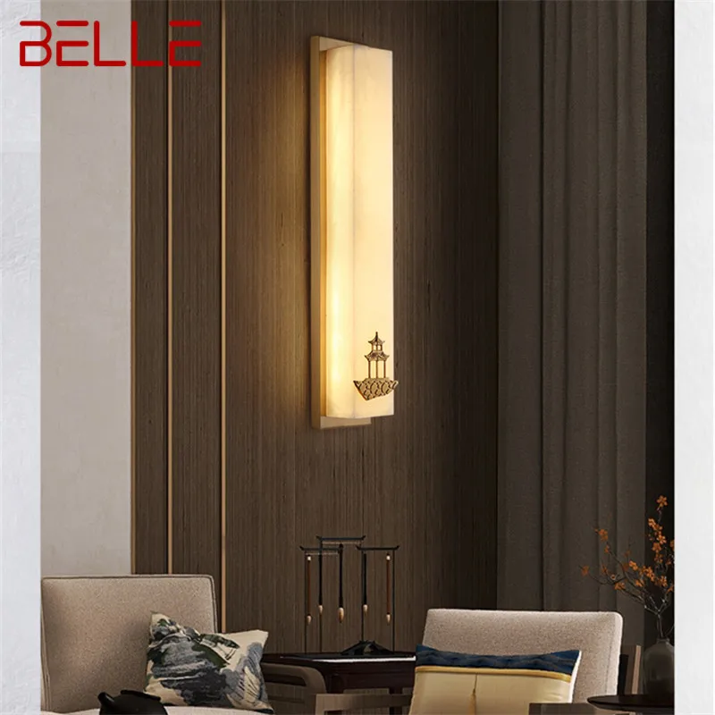 

BELLE Brass Wall Light LED Modern Luxury Marble Sconces Fixture Indoor Decor for Home Bedroom Living Room Corridor