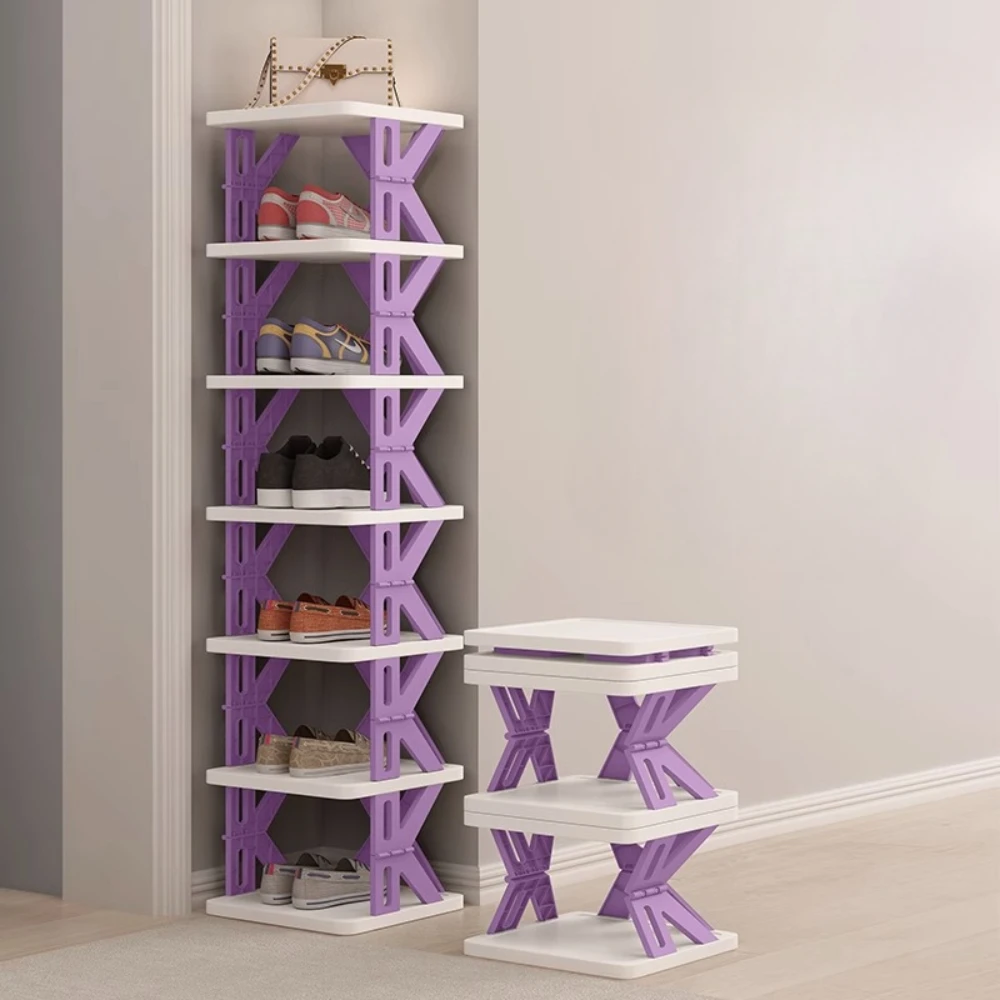 Simple Shoe Rack Storage Foldable Dustproof Storage Cabinet No Installation Required Home Doorway Multi-Storey Plastic Shoe Rack