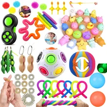 

Cute Fidget Sensory Toys Children Anxiety Stress Relief Shrink Tube for Kids Adult Push Squeeze Pea Flying Chicken Games Gifts