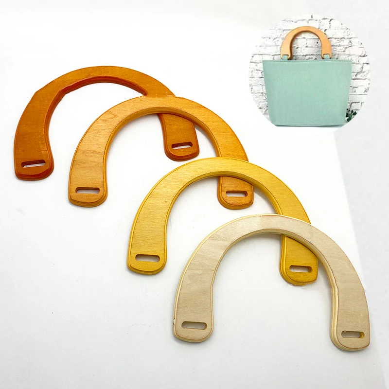 2/4Pcs Deepeel 12cm Wood Bags Handle Sewing Brackets Purse Frame Handles for  Wooden  Closure Diy Handbag Sew Accessory