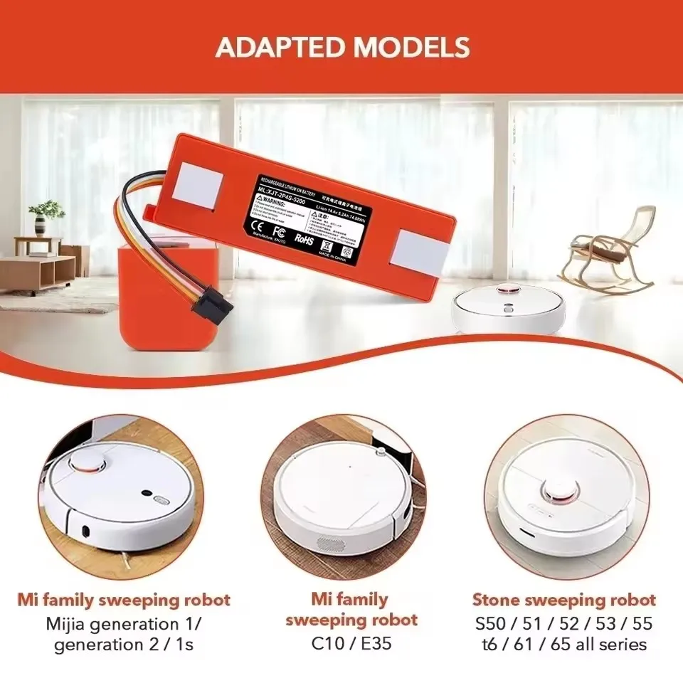 NEW 12800mAh Replacement Battery For Roborock S6 S7 MaxV Q5 Q7 MAX Robot Vacuum Cleaner Accessories Parts Original 14.4V