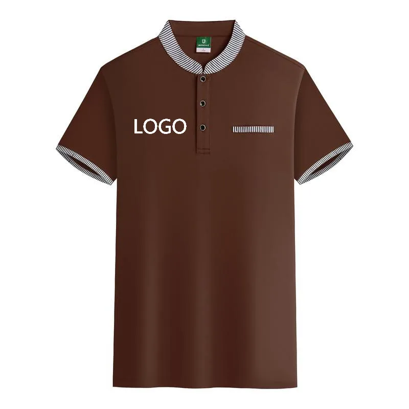 

025 New men's short-sleeved polo shirt custom LOGO