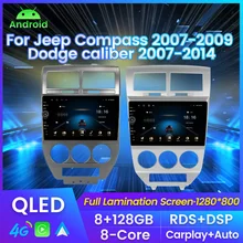 Lettore Video multimediale per autoradio QLED Smart Auto per Jeep Compass MK 2006-2010 Dodge calibre 2014 navigazione GPS Tracker Stereo