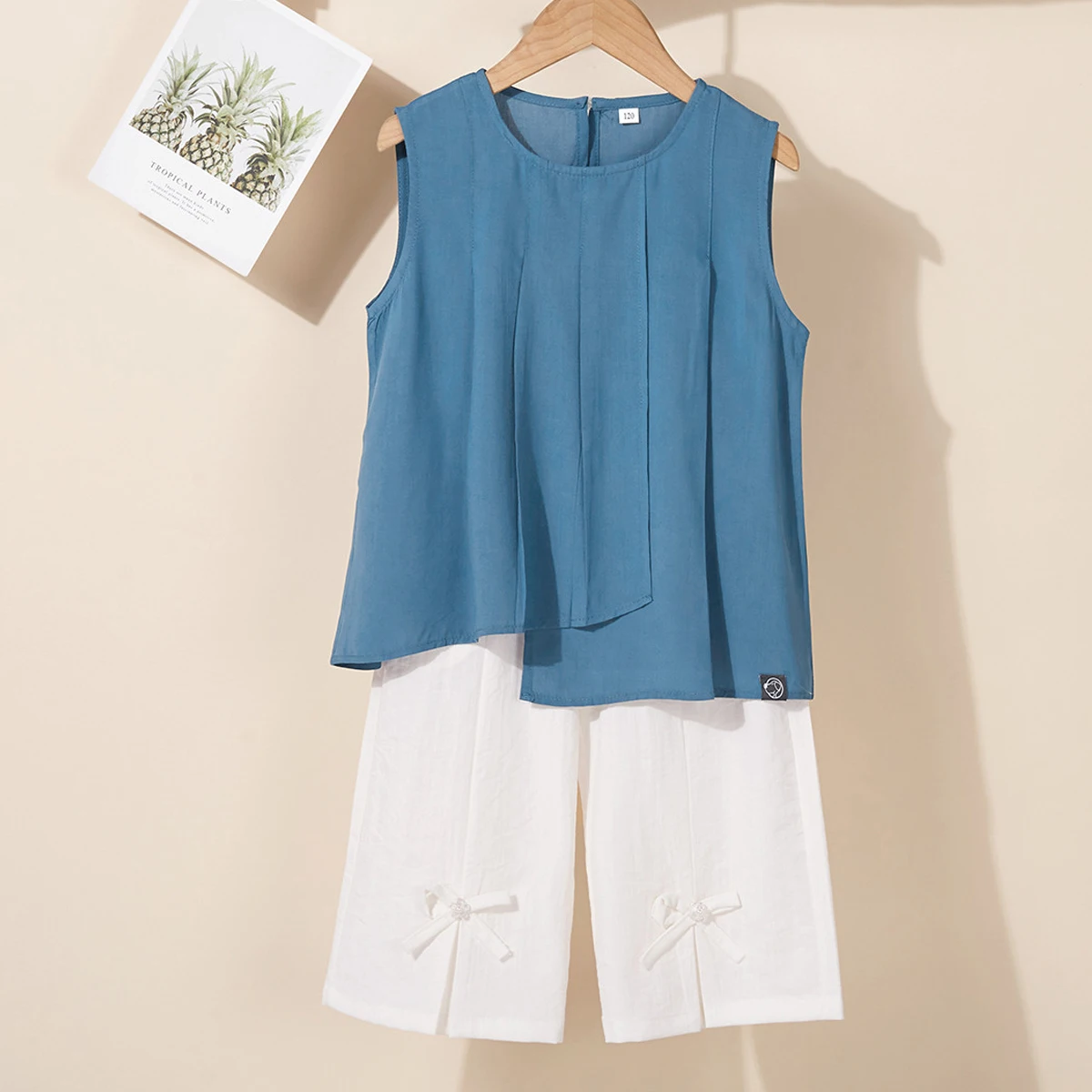 

Summer Kids Shorts Suit for Girls Set Outfits School Uniform Teenagers Sleeveless Shirt & Pants Baby Costumes 4 6 8 10 12 Years