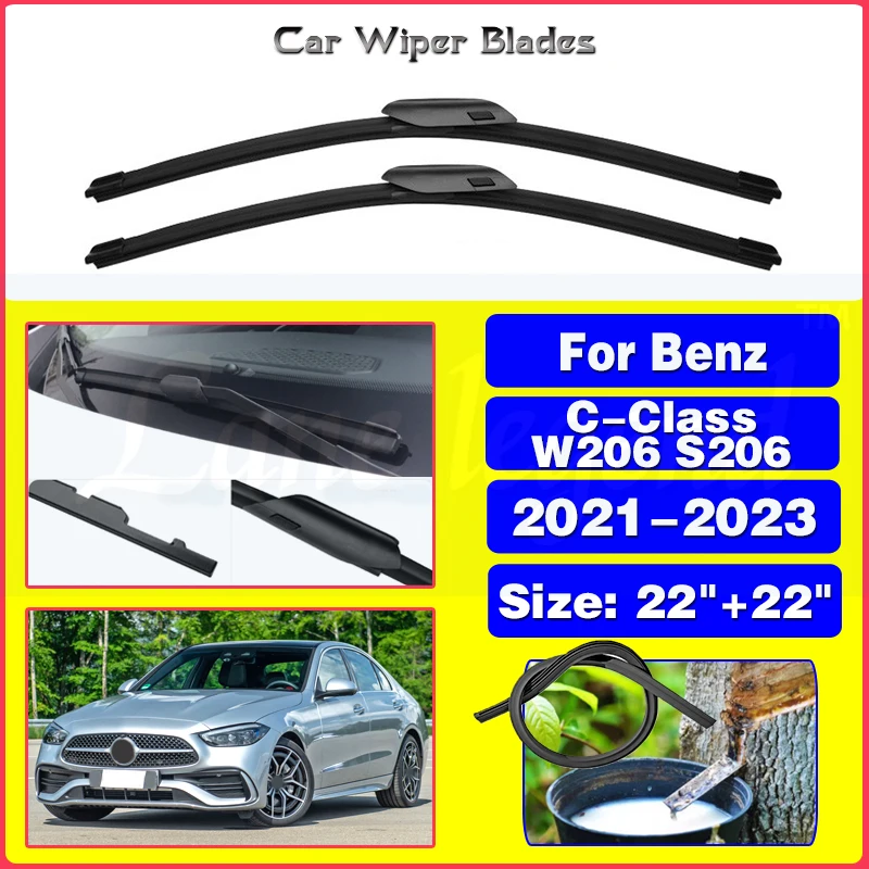 

2pcs For Mercedes Benz C-Class W206 S206 2021 2022 2023 C180 C200 C220d C300d C300 C400 e Car Front Wiper Blades Car Accessories