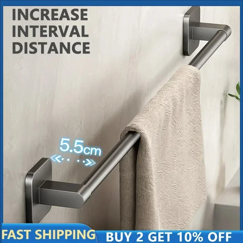 Bathroom Storage Rack Non Perforated Suction Cup Wall Mounted Towel Rack Bathroom Corner Shelf Horizontal Bar 30/40/50cm