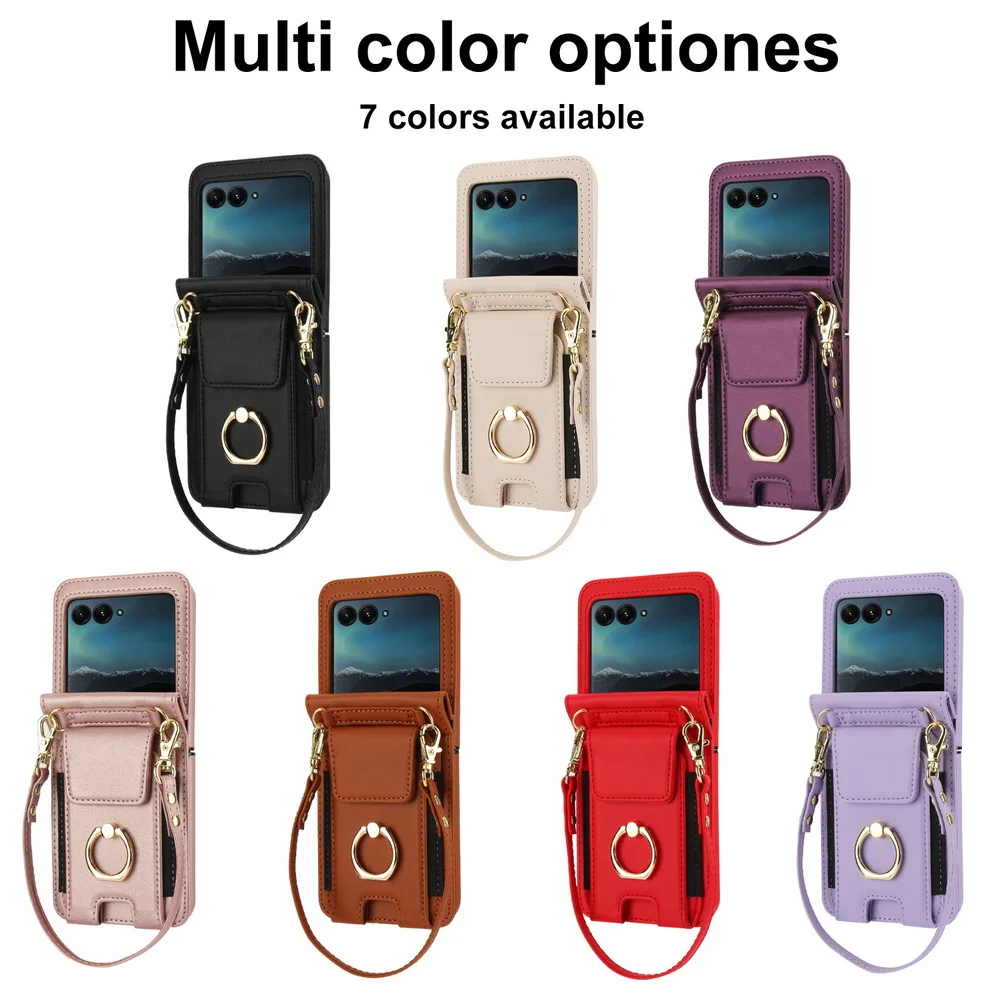 Elastic Card Holder Wallet with Buckle Ring and Lanyard Chain