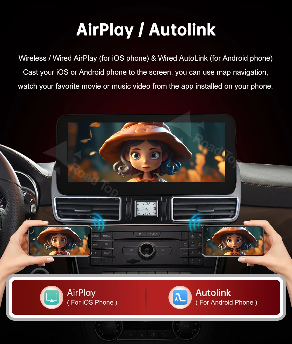 RoadTop 12,3-Zoll Kabelloses CarPlay Android Auto Multimedia Linux Touchscreen für Mercedes-Benz GLE GLS 2016-2018 NTG5.0 System – Detail 11