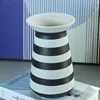 Ceramic Striped Vase Geometric Black and White Stripes Hydroponic Flower Arrangement Home Decoration Ceramic Handicraft 5
