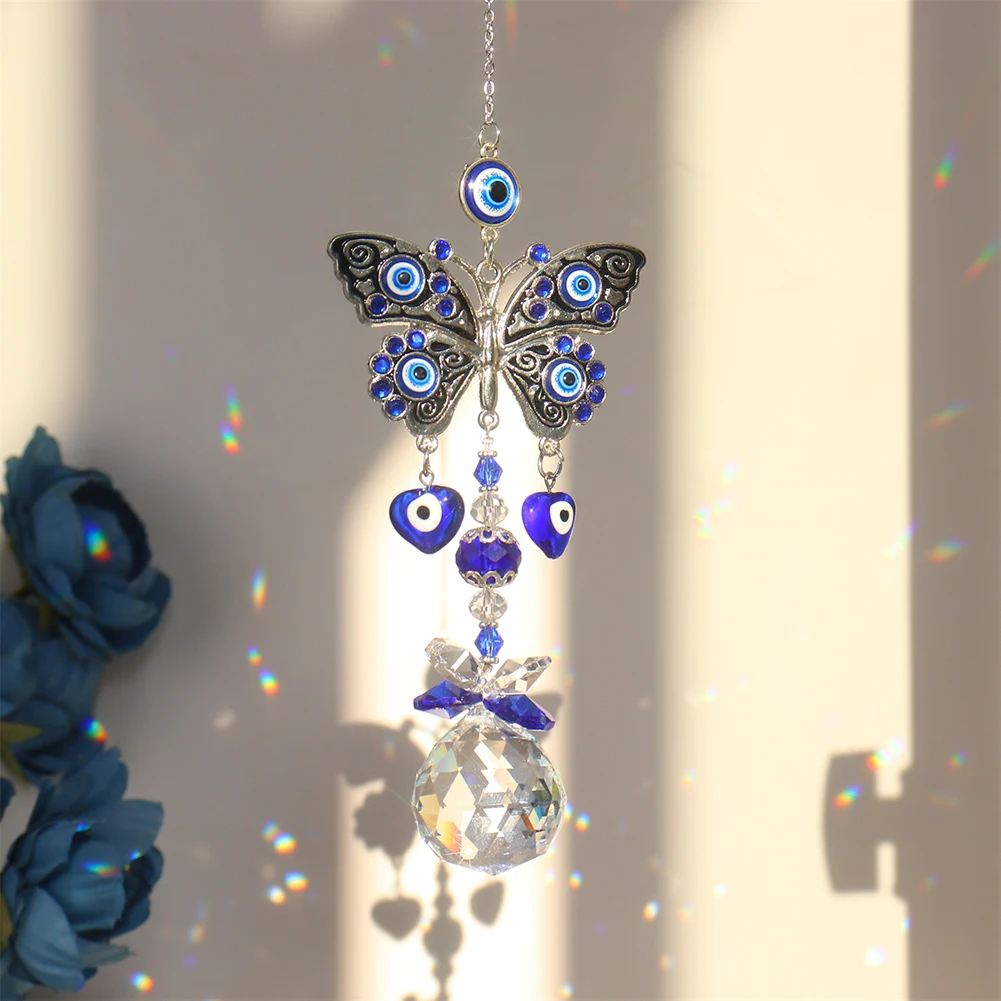 Devil's Eye Crystal Sun Catcher Rainbow Catcher Wind Chimes Hanging Pendant Window Decoration Outdoor Garden Gift sun catcher crystal pendant sun catchers window ornament
