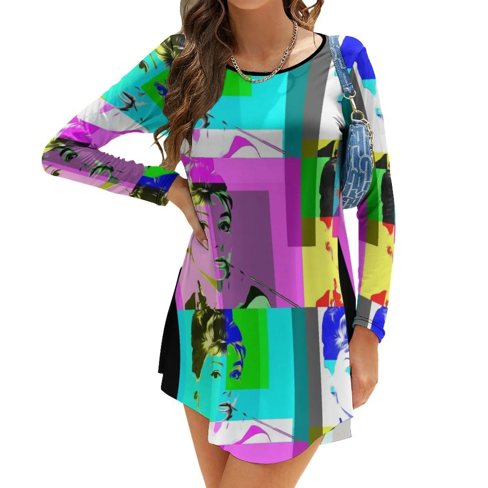 

Audrey Hepburn #5 Long-Sleeve Dress Summer women's clothing loose women's dress