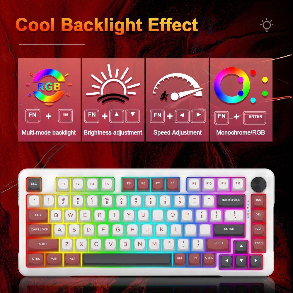 E-YOOSO Z82 USB RGB jogo mecânico 78% teclado com fio 82 teclas de