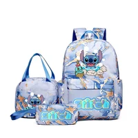 Lilo & Stitch Anime Print Backpack Set With Lunch Bag And Pencil Bag, Large Capacity Lightweight And Breathable Outdoor Knapsack 6
