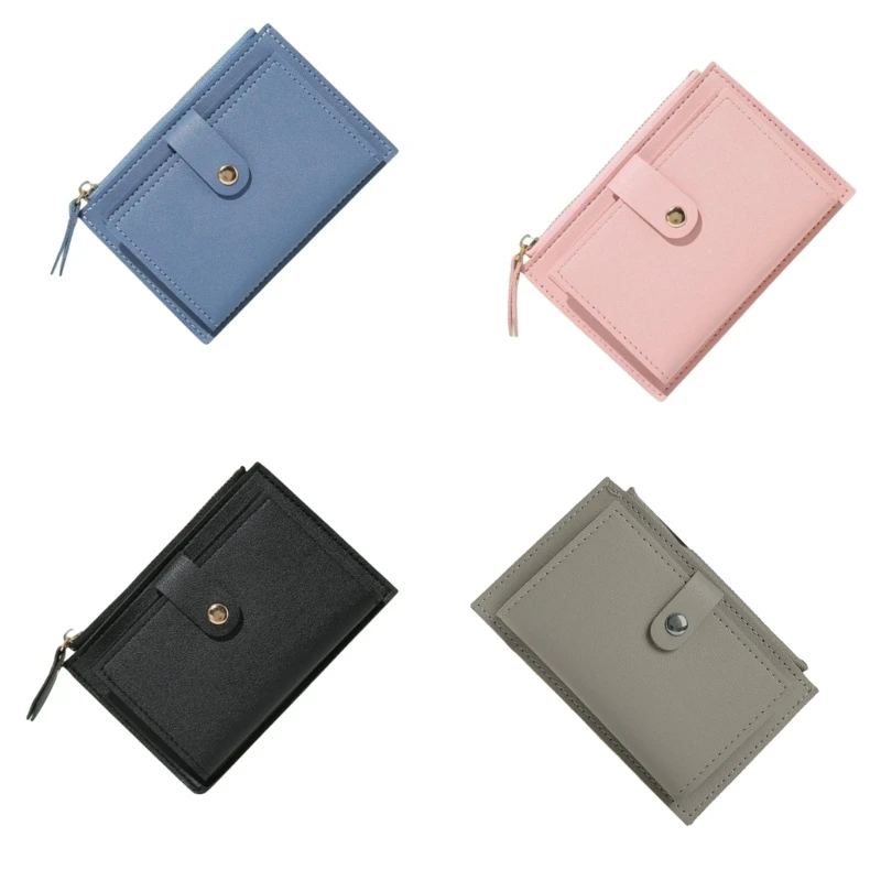 

Women Simple Coin Purse Casual PU Leather Multi-slot Card Holder Wallet Student Girls Solid Color Small Change Pocket Money Bag