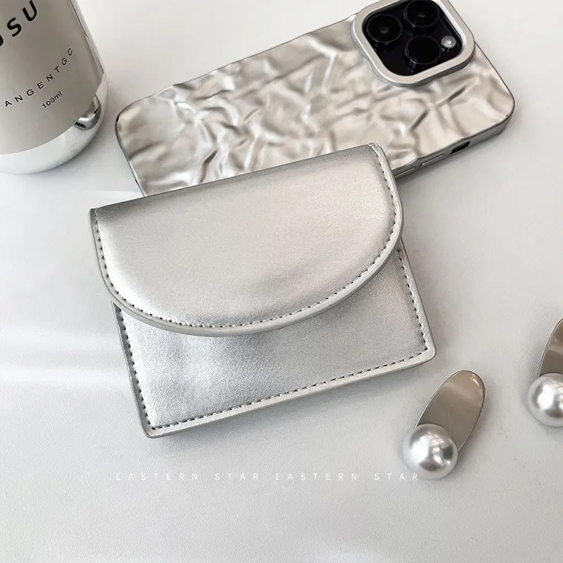 Korean version sier simple cover type coin ins student wallet female card bag_voghion.com