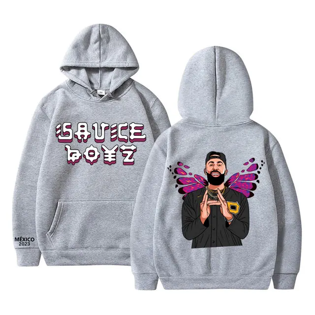 Rapper Eladio Carrion Sauce Boyz Monarca Hoodie Male Fleece Cotton Sweatshirt Man Streetwear Men Women Hip Hop Oversized Hoodies