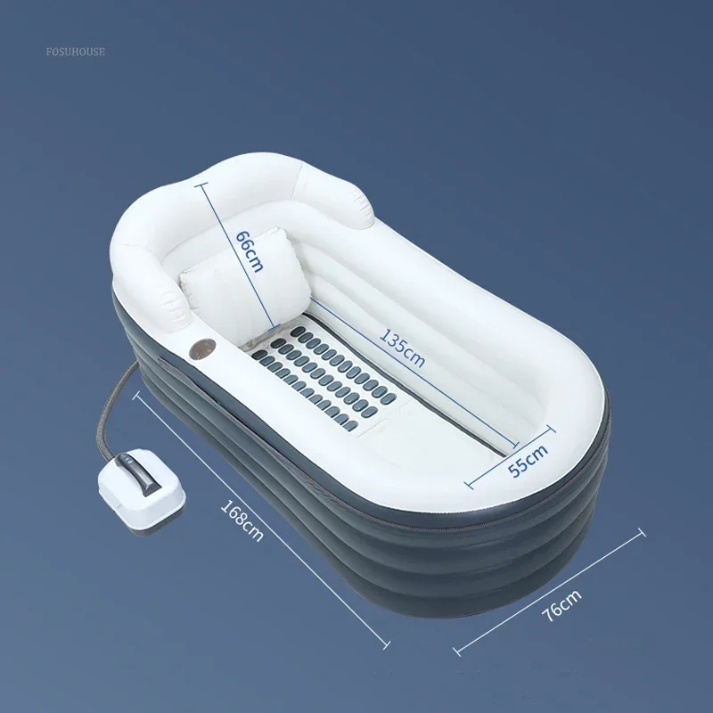 Insulated Inflatable Massage Bathtub Hydrotherapy Machine Wave Bath Pool Simple Folding Adult Portable Bathtub Household TubZAQ