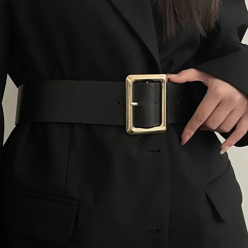 Neue Vintage Große Schnalle Modische frauen Breiten Gürtel Kleid Dekorative PU frauen Gürtel