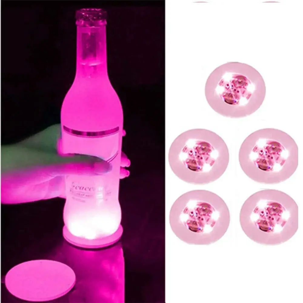 LED Luminous Coaster Set - 5pcs Light-Up Glass Mats for Parties & Celebrations