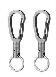 TISUR Titanium Quick Release Rotatable Keychain with Detachable Rings - 2pcs (Grey)