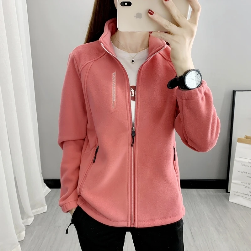 Plus Size Autumn Winter Polar Fleece Warm Coat Women Sweatshirt Outdoor Sports Casual Zipper Cardigan Jacket Top Slim Teenagers 3