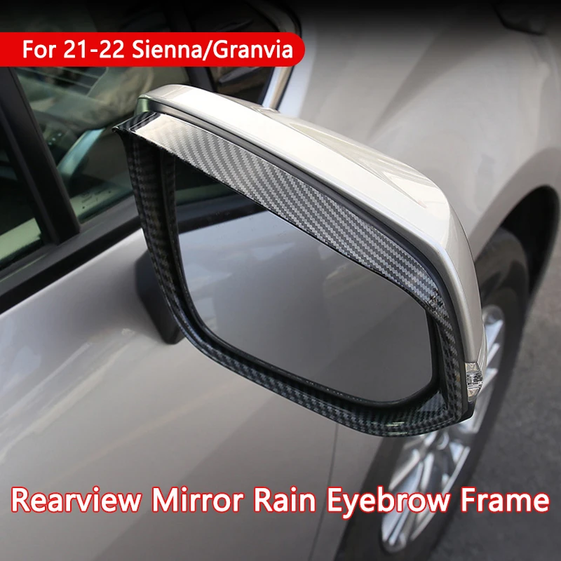 

Car Rear View Mirror Rain Shield Eyebrow Trim Sun Visor Shade Cover Frame For Toyota Sienna Granvia 2021-2022 Exterior Accessory
