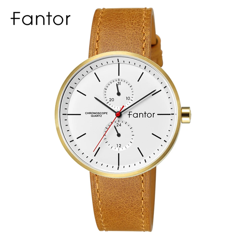

Fantor Men Blue Leather Luxury Chronograph Relogio Slim Thin Casual Sport Quartz Wrist Watch for Man