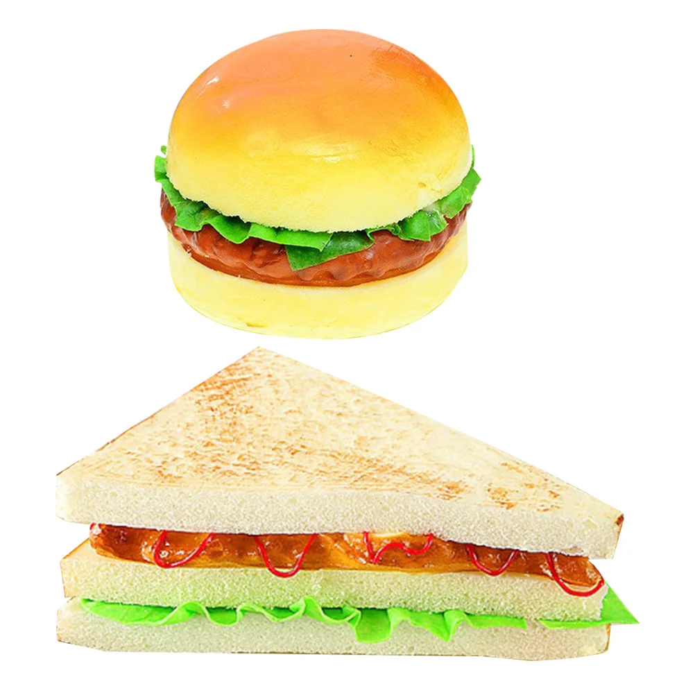 

2PCS Fake Hamburger Sandwich Simulation Food Kitchen Hamburger Sandwich Props