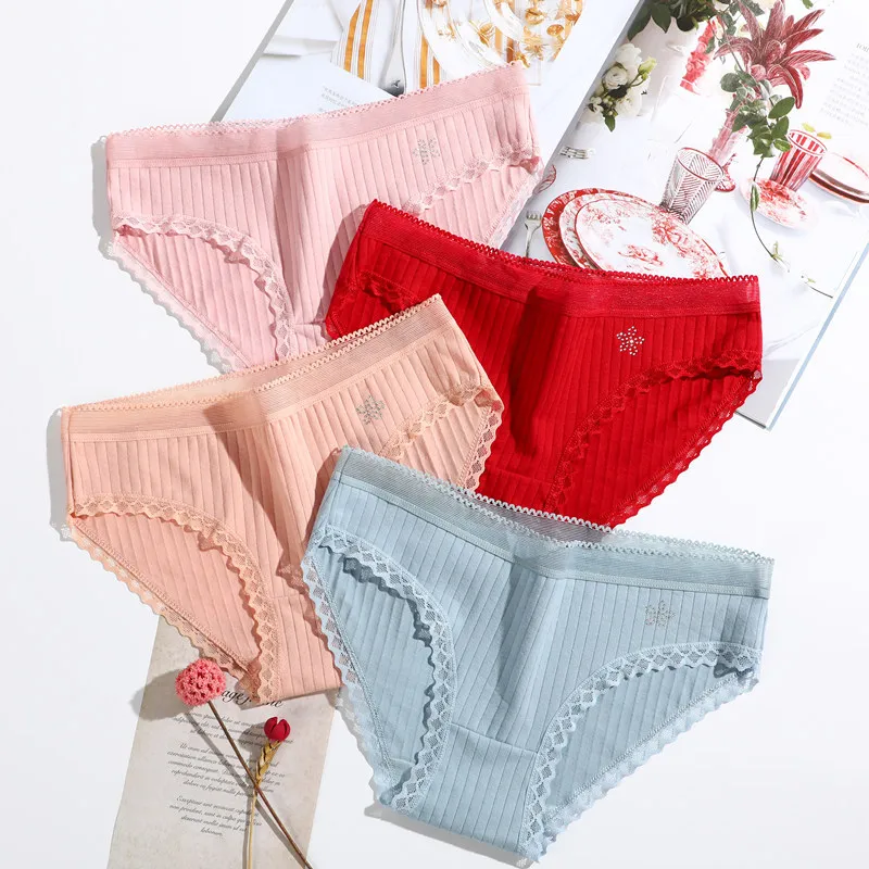 

5PCS/Set Women's Cotton Briefs Sexy Low Waist Female Underpants Elasticity Comfortable Underwear Panties Lingerie M-XL