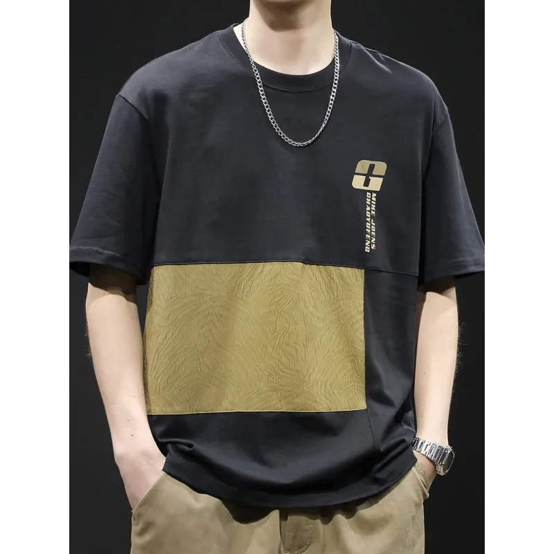 

Футболка мужская с коротким рукавом, тяжелый цвет, свободная модная одежда, чистый хлопок, лето