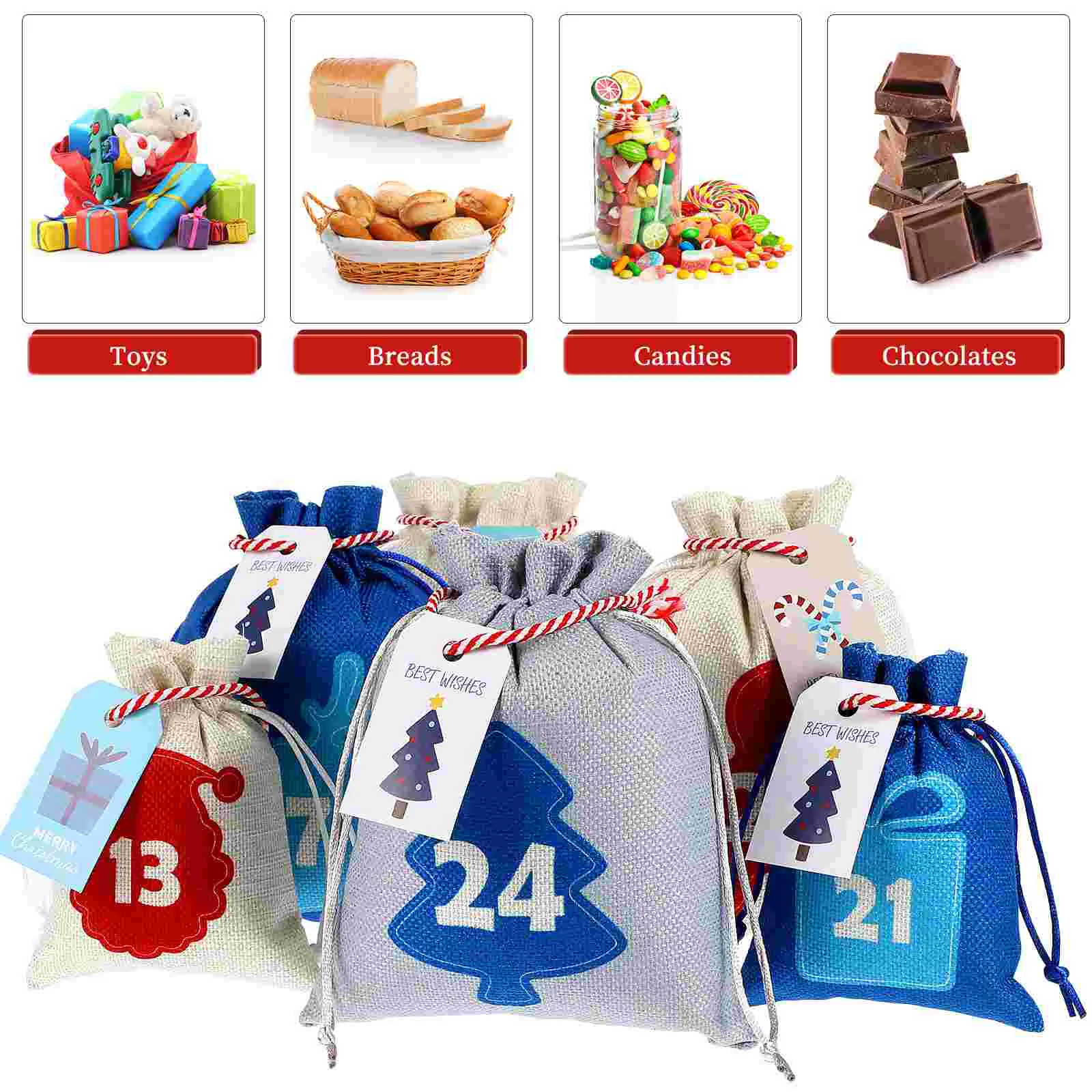 

Advent Calendar Bag Christmas Gift Containers Calendars Xmas Tree Hanging Ornaments Wrapping Bags Party Favors Pendants