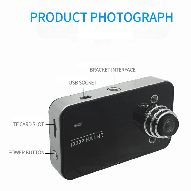 자동차 DVR 대시 카메라, 풀 1080P 루프 녹화, 드라이브 레코더, 광각 야간 투시경, 2.2 인치