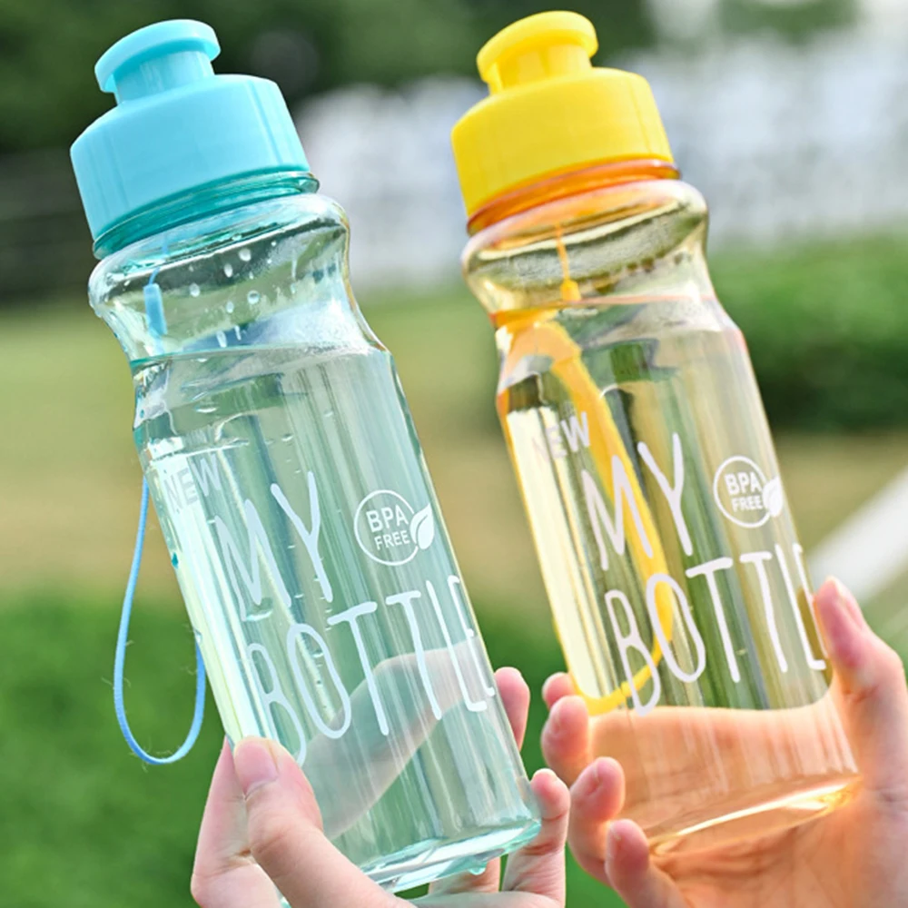550ml Portable Plastic Water Bottle Transparent Clamshell With Rope Design for Fitness Office Outdoor