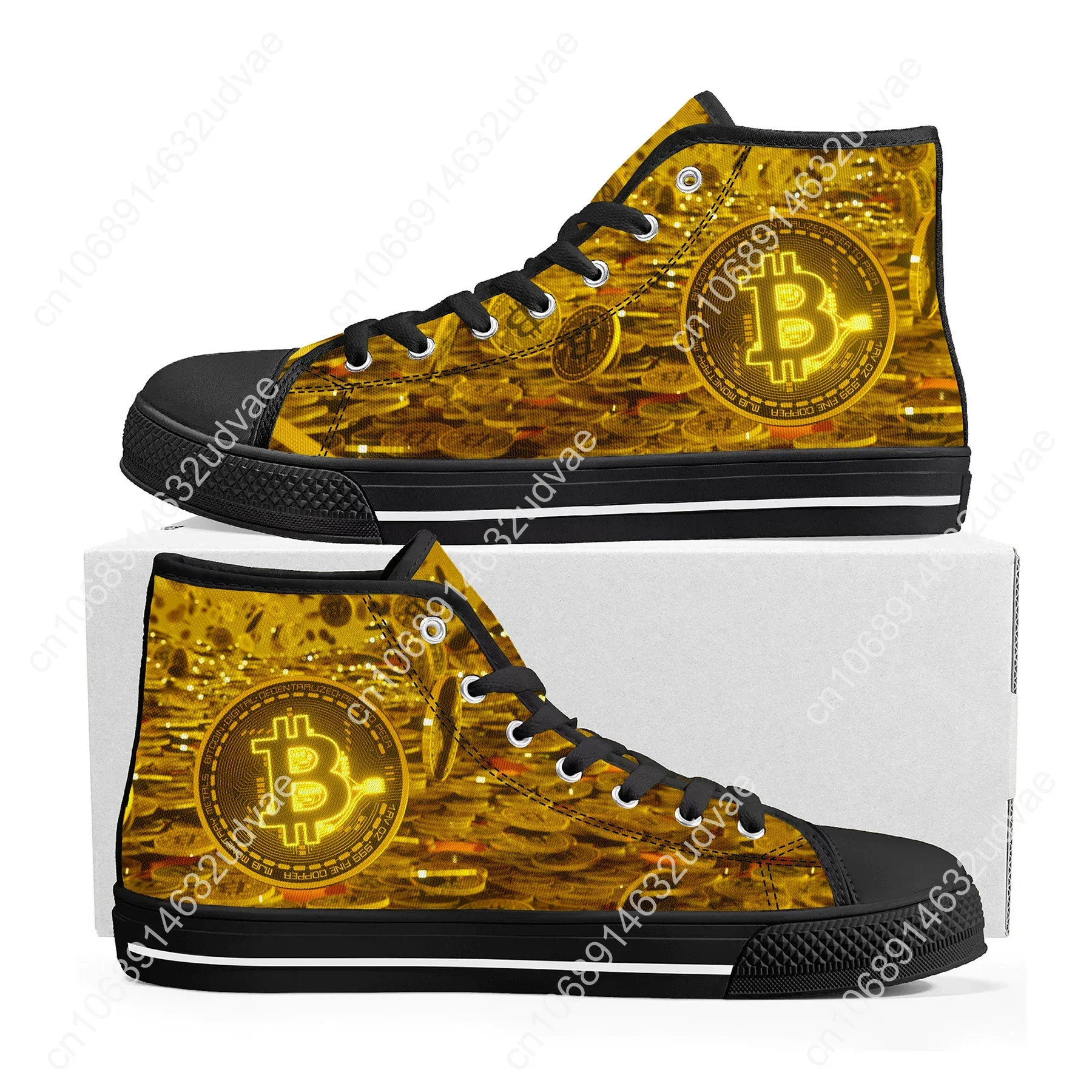 Bitcoin Cryptocurrency Miner BTC Coin High Top Sneakers Mens Womens Teenager Canvas Sneaker Casual Couple Shoes Custom Shoe