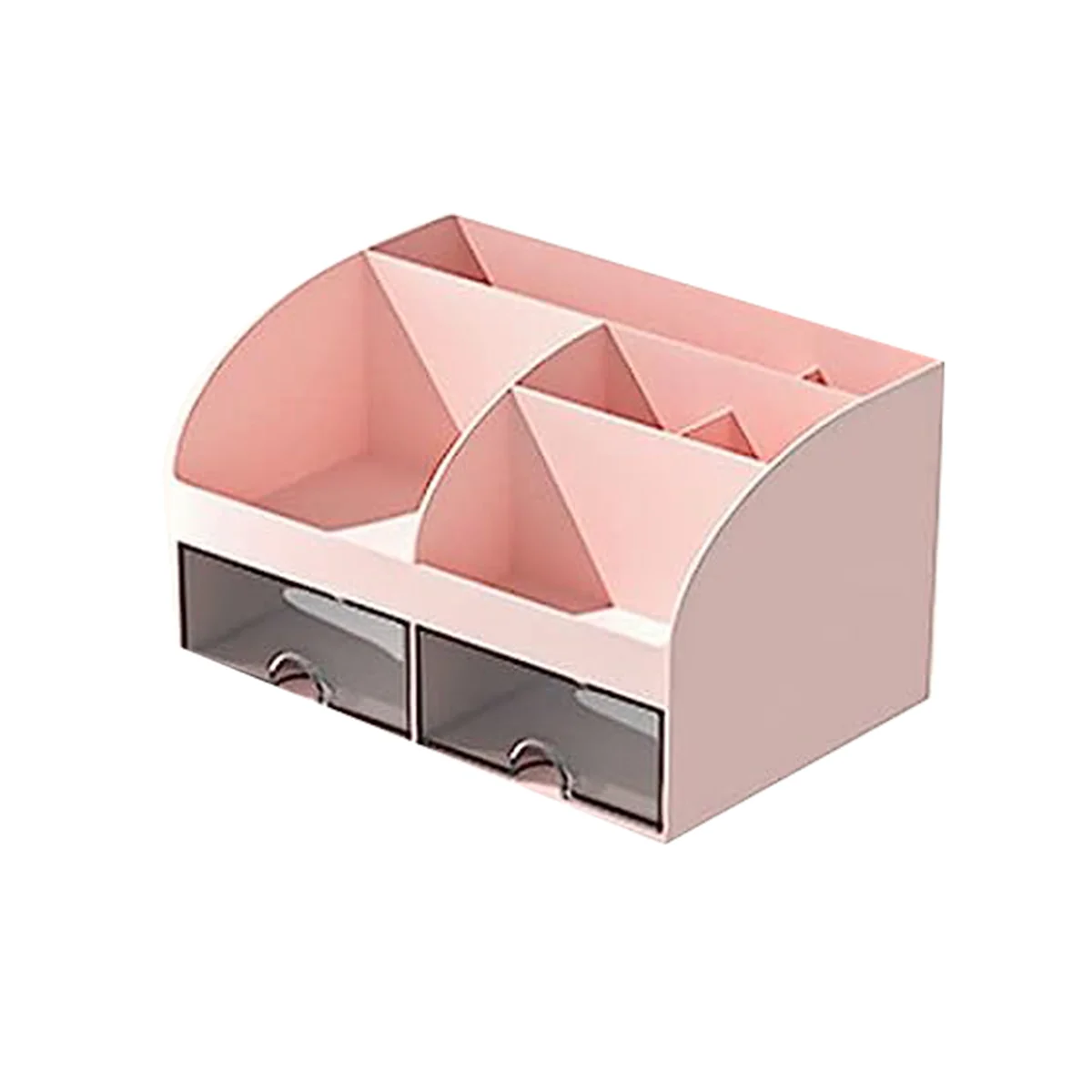 

Desk Organiser-Office Organiser with 6 Compartments and 2 Small Drawers, Desk Storage Box for Pen Holders, Remote Pink