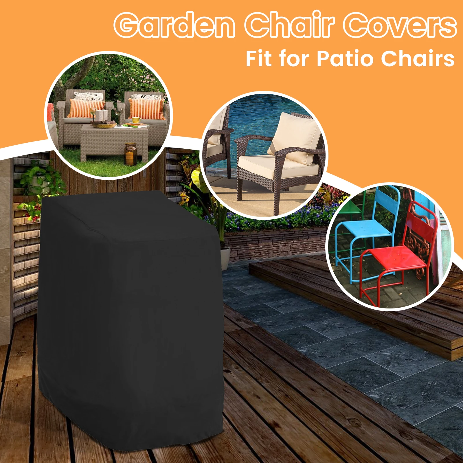 Stacked Chair Dust Cover Waterproof Patio Chair Cover Outdoor Garden  Furniture Seat Protection Cover Wind-Proof Anti-UV Cover - AliExpress, image size:1600x1600