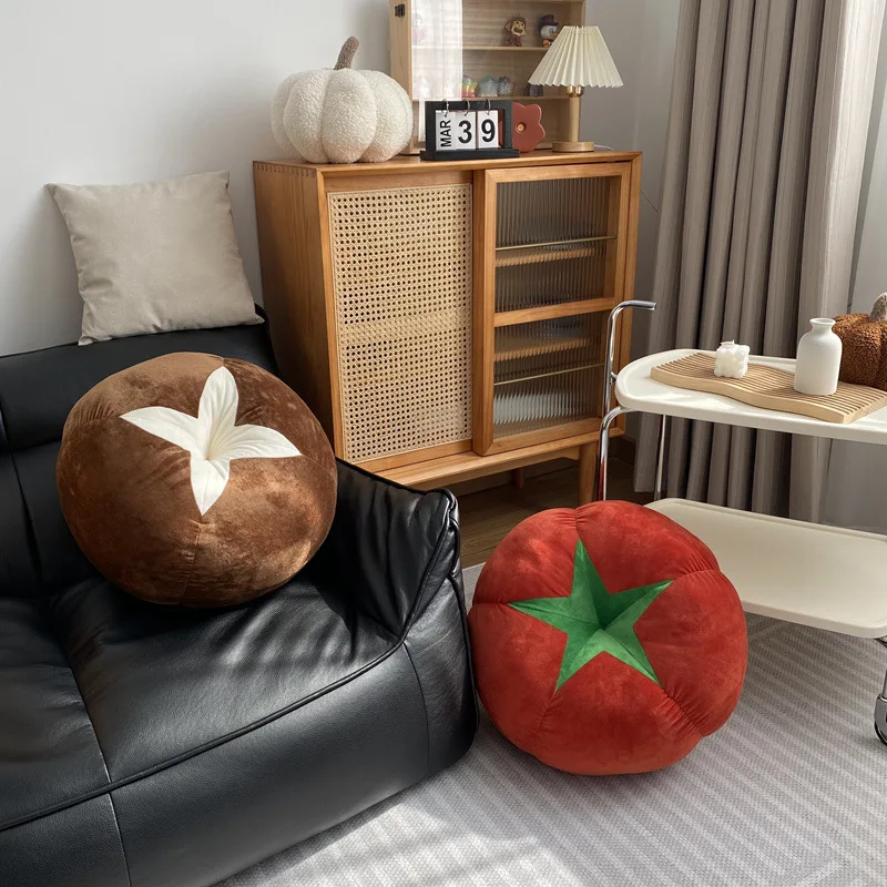 Thickened Cushion with Tomato-Shaped Pillow Vegetable Mushroom Persimmon Round Cushion Pad for Window Seat Pillows for Bedroom 3