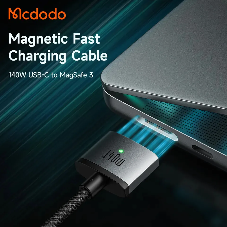 140 nylonowy kabel USB C do Magsaf z LED PD3.1 typ-C do magnesowania 3 kabel 2m dla Macbook Air/Pro14 /Pro16