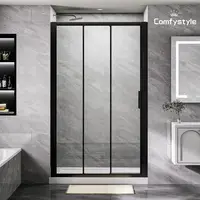 44""-48"" W X70 H Tri-Fold Sliding Shower Door, Glass Shower Door With 1/4"" (6Mm) Clear Sgcc Tempered Glass,Matte Black 2