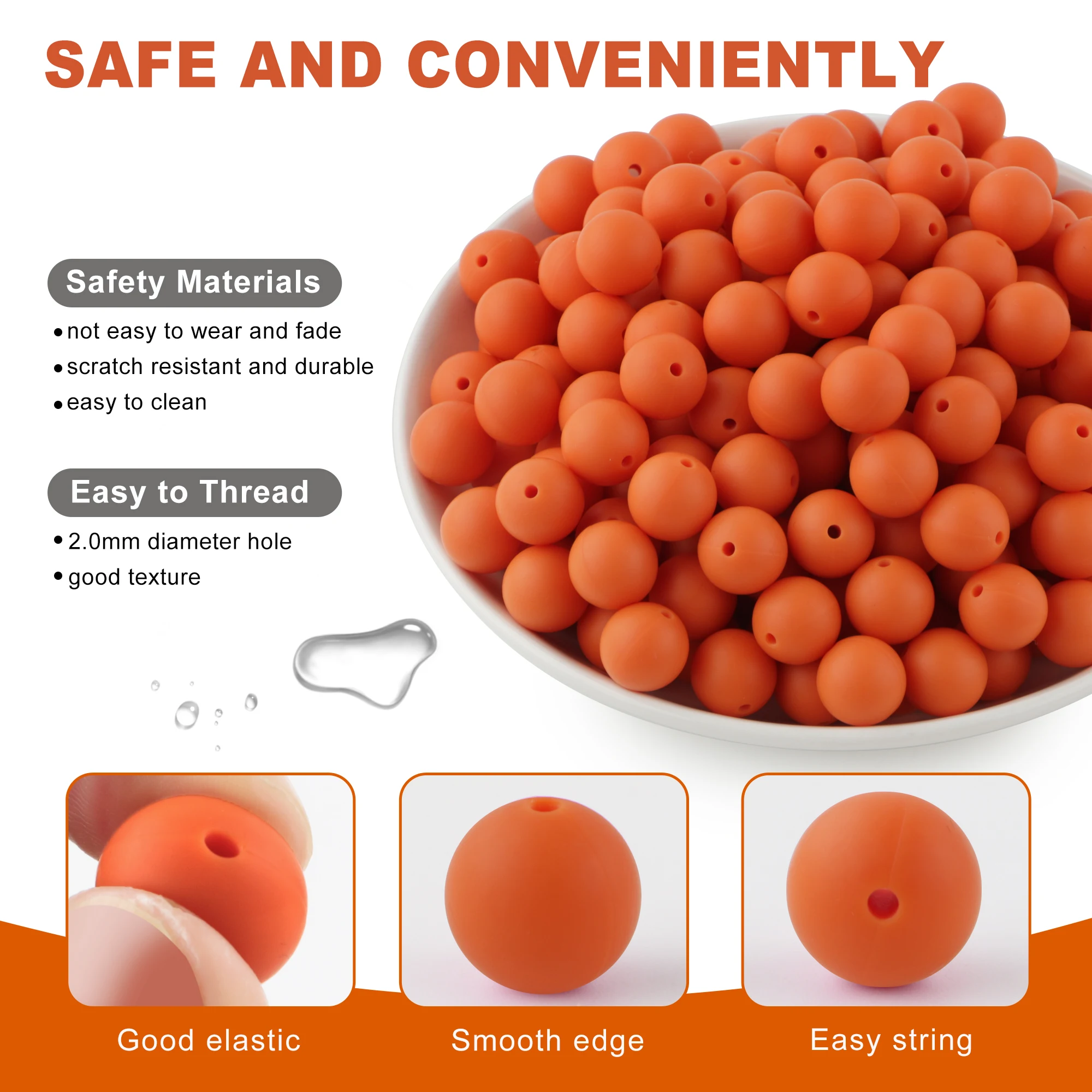 50 Teile/los 9/12/15mm Lose Perlen Silikon Runde Perlen Perle Perlen Lebensmittel Grade Für Schmuck Machen DIY Handgemachte Accessoires – Detail 2