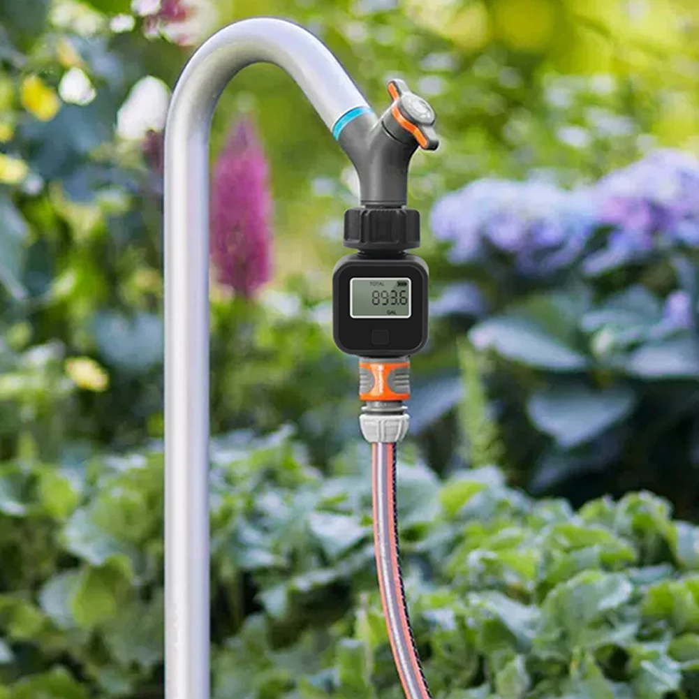SGS05Garden Water FlowMeter Digital Display Water Consumption Tester FlowVelocity Detector Garden Plant Watering Accessory