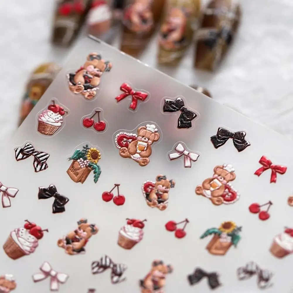 

Cartoon Bear 5D Embossed Nail Stickers Animal Flowers Nail Stickers Nail Art Stickers Nail Art Supplies