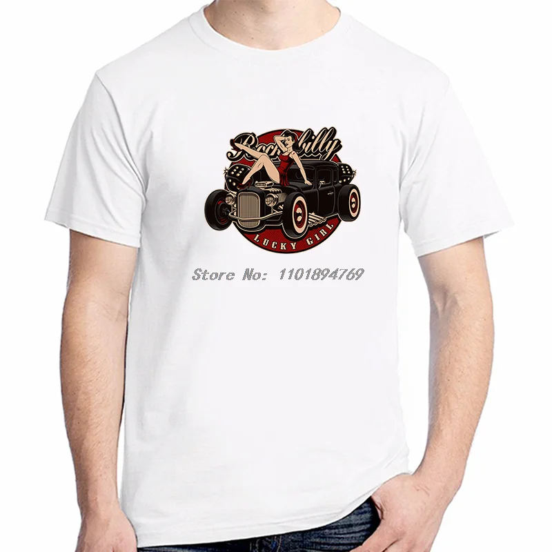 Футболка мужская с графическим принтом, модная тенниска из хлопка с коротким рукавом, майка в винтажном стиле рокабилли пинап, уличная одежда, лето