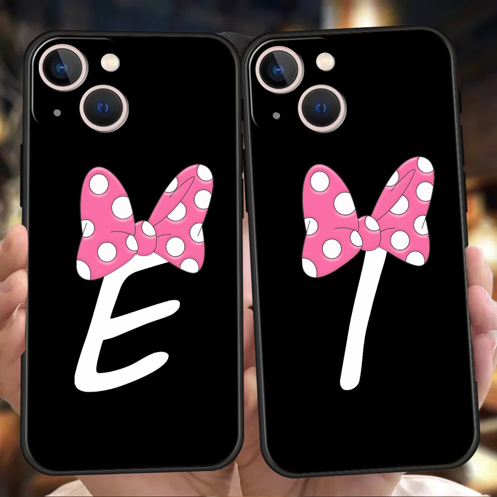 

Cute Cartoon Bow Letter Luxury Phone Case Cover For iPhone 14 13 12 11 Pro Max 8 7 Plus X XR XS Max SE2020 Shockproof Soft Shell