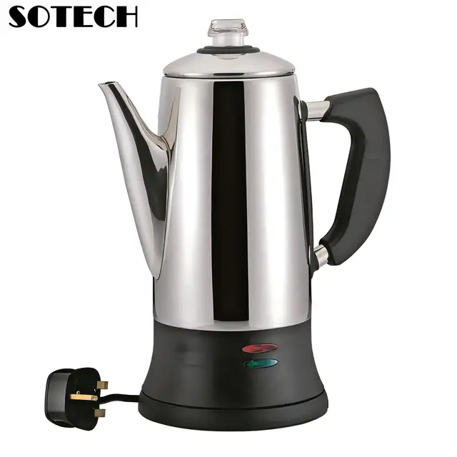 Stainless Steel Electric Coffee Percolator 110v 220v Coffee Maker Pot Cafe  Maker Coffee Tools Gift for Coffee Lovers 12Cups 2