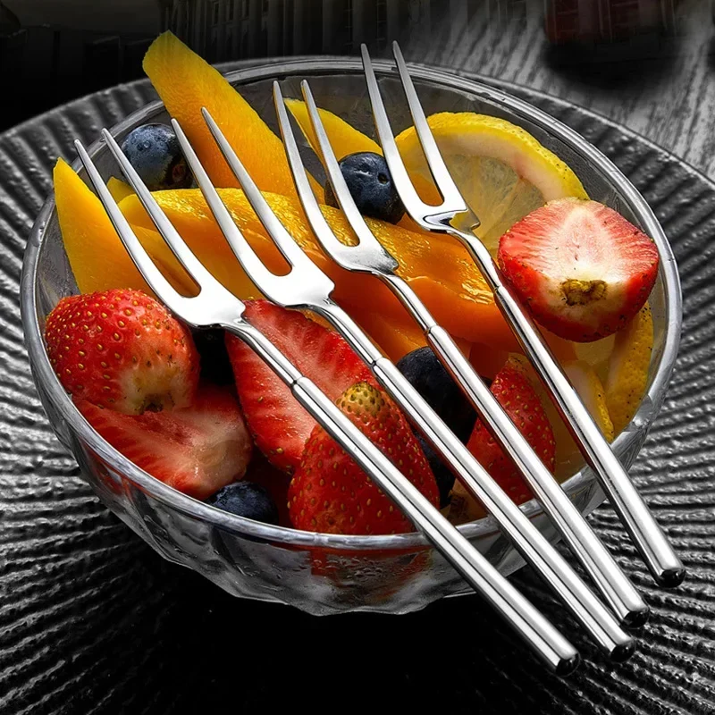 304 Stainless Steel Fruit Fork Cake Dessert Fruit Picks Mooncake Pick for Parties Events Party Kitchen Tableware
